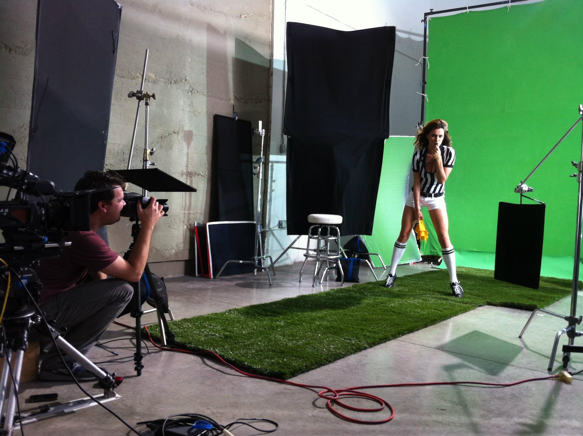 Catrinel Menghia - filming Fiat 500 Abarth ad  