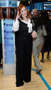 Christina Hendricks opening bell of New York Stock Exchange on March 21, 2012