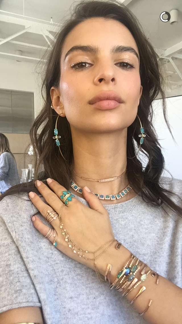 Emily Ratajkowski taking a selfie