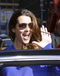 Cote De Pablo outside the Ed Sullivan Theater for Letterman on April 25, 2011 