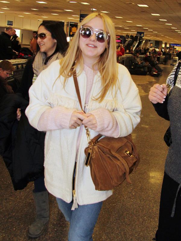 Dakota Fanning arriving in Salt Lake City to attend the Sundance Film Festival 1/21/13 