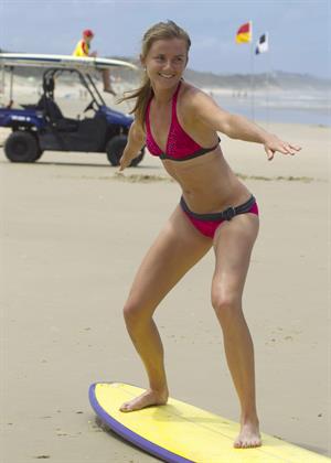 Daniela Hantuchova bikini beach surfing candids in Brisbane, Australia, December 26, 2012 