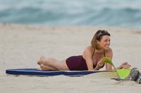 Dannii Minogue swimsuit photoshoot candids in Miami in January, 2011