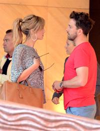 Delta Goodrem Spotted with boyfriend Darren McMullen and friends at Sydney's Park Hyatt Hotel, Sydney, Australia 