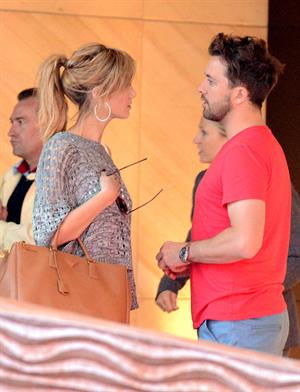 Delta Goodrem Spotted with boyfriend Darren McMullen and friends at Sydney's Park Hyatt Hotel, Sydney, Australia 