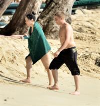 Demi Lovato and her bodyguard are spotted on the beach in Barbados April, 16 2013 
