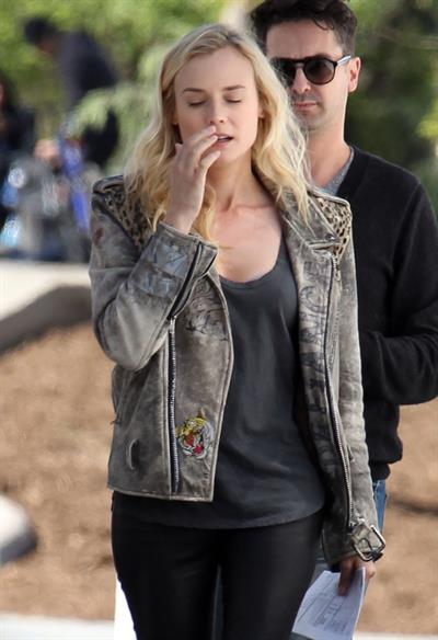 Diane Kruger On the set of her new Movie 'The Bridge' in Los Angeles on April 16, 2013 