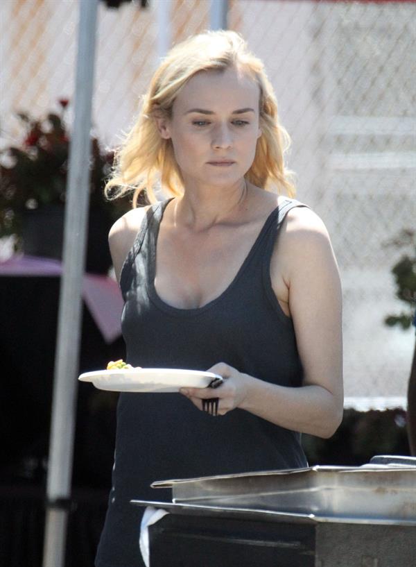 Diane Kruger On the set of her new Movie 'The Bridge' in Los Angeles on April 16, 2013 