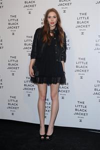 Elizabeth Olsen Chanel The Little Black Jacket - Karl Lagerfeld Photo Ehibition Dinner Party Milan, April 4, 2013 