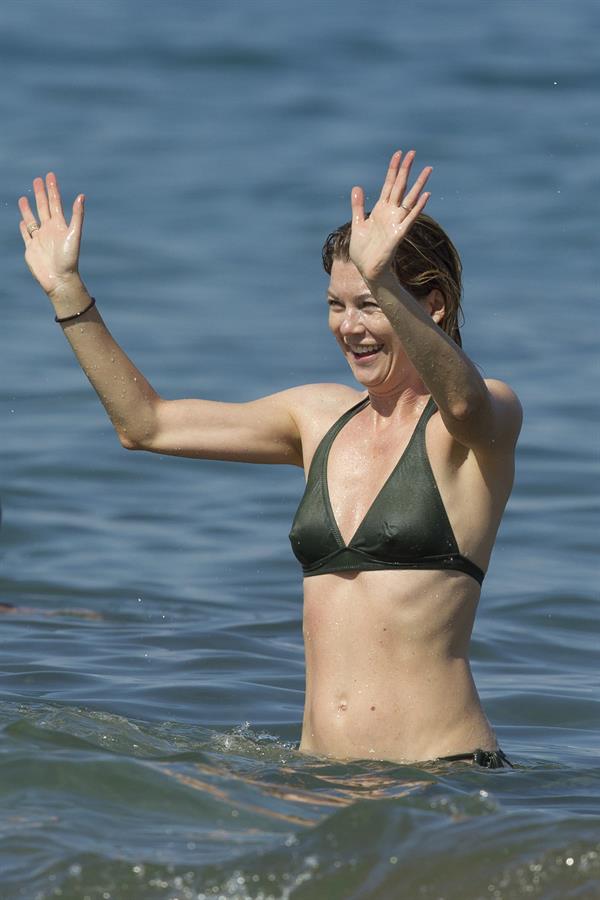 Ellen Pompeo - Wearing a sexy wet bikini on a beach in Maui (June 6, 2012)