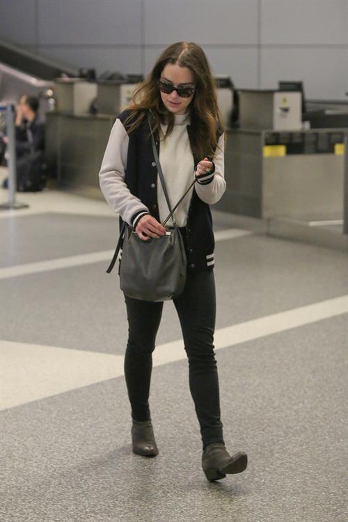 Emilia Clarke LAX airport in Los Angeles, October 15, 2013 