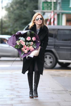 Geri Halliwell shopping for some roses in London on February 14, 2013