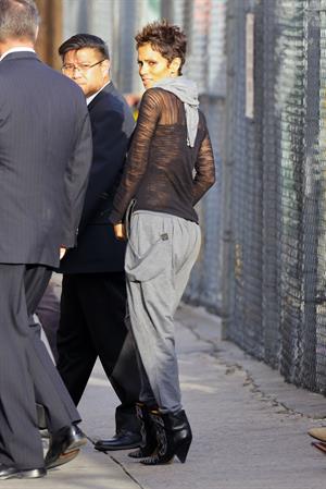 Halle Berry arrives for the Jimmy Kimmel Show in Los Angeles on March 20, 2013