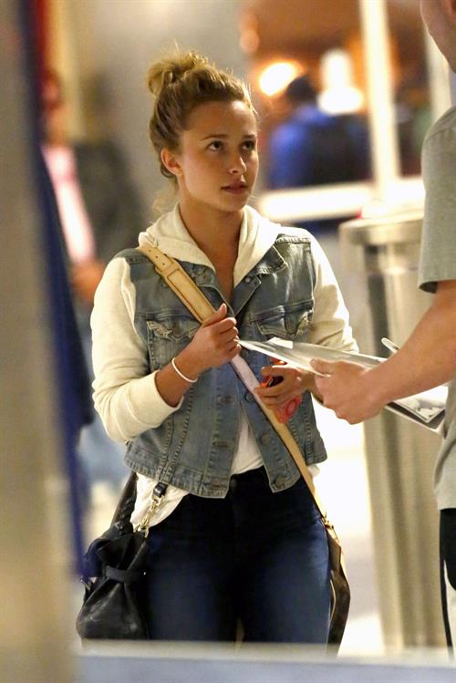 Hayden Panettiere arriving at LAX Airport and signing autographs on May 29, 2013