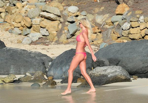 Victoria Silvstedt At the beach on the Caribbean Island of St.Barts (Pink bikini) 04.01.13 