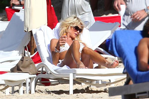 Victoria Silvstedt - white bikini in St. Barts 1/3/13  