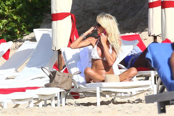 Victoria Silvstedt - white bikini in St. Barts 1/3/13  