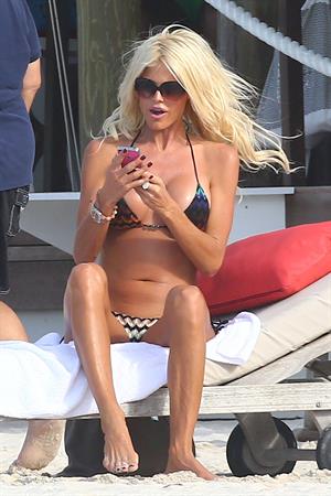 Victoria Silvstedt in a bikini on the beach in St. Barts 1/5/13