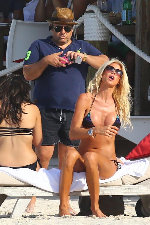 Victoria Silvstedt in a bikini on the beach in St. Barts 1/5/13