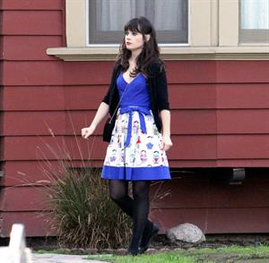 Zooey Deschanel on the set of 'New Girl in Los Angeles December 4, 2012 