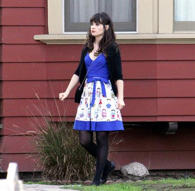 Zooey Deschanel on the set of 'New Girl in Los Angeles December 4, 2012 