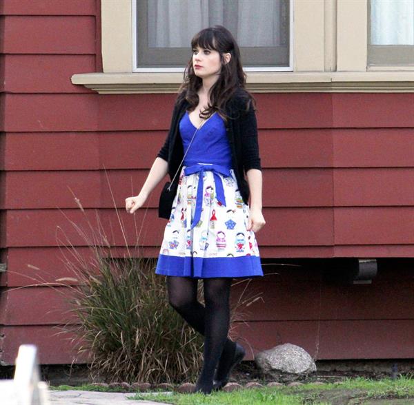 Zooey Deschanel on the set of 'New Girl in Los Angeles December 4, 2012 