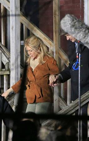 Jennifer Aniston on the set of 'Untitled Elmore Leonard Project' in Stamford, CT 2/12/13 