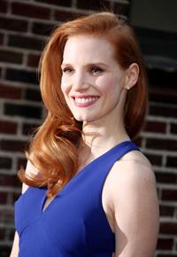 Jessica Chastain (upsizes) at the Late Show with David Letterman in New York 1/7/13 