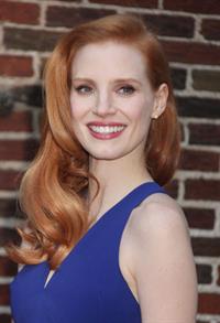 Jessica Chastain (upsizes) at the Late Show with David Letterman in New York 1/7/13 