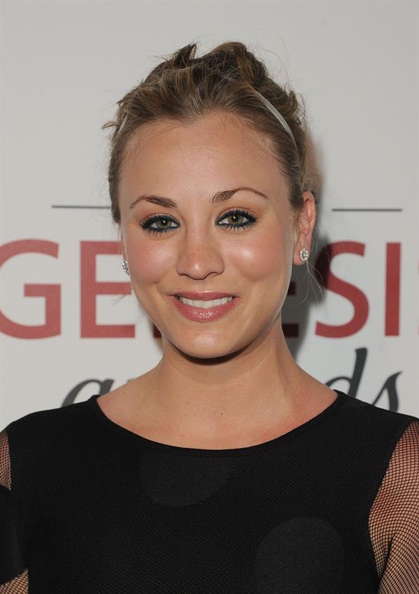 Kaley Cuoco arrives at the 26th Genesis Awards on March 24, 2012