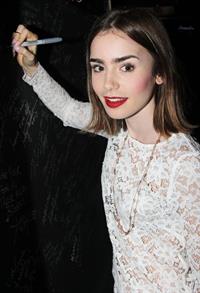 Lily Collins “Kinky Boots” backstage candids 10/17/13 