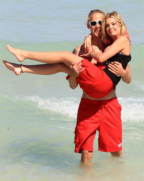 Lucy Hale and Ashley Benson photoshoot at the Bondo Bikini Shack on Miami Beach on March 24, 2012