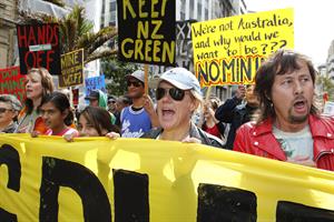 Lucy Lawless - March against mining, Auckland NZ 5/1/10  