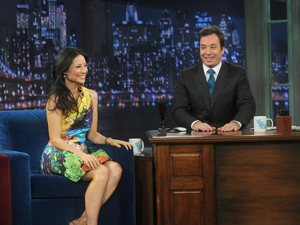 Lucy Liu Late Night with Jimmy Fallon in NYC 1/29/13 