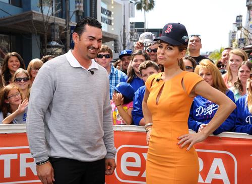 Maria Menounos On the set of Extra in Los Angeles on April 4, 2013