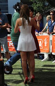 Maria Menounos On the set of Extra in Los Angeles on August 20, 2013