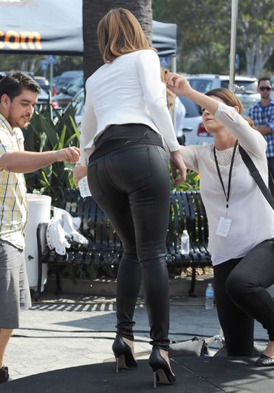 Maria Menounos on the set of Extra in LA 10/2/13 