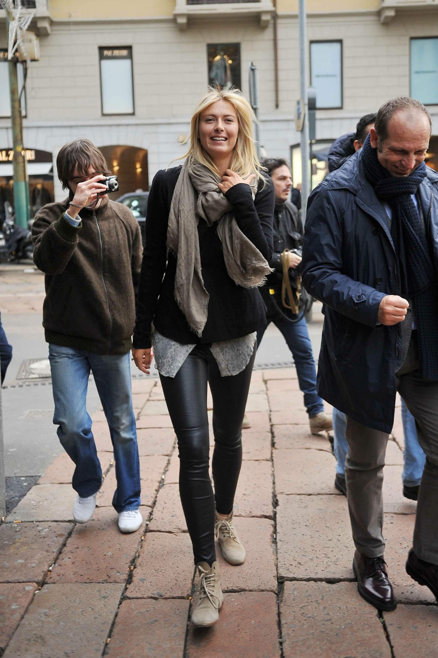 Maria Sharapova Giorgio and Roberta Armani meet tennis star Maria Sharapova at Armani's palace. November 30, 2012 