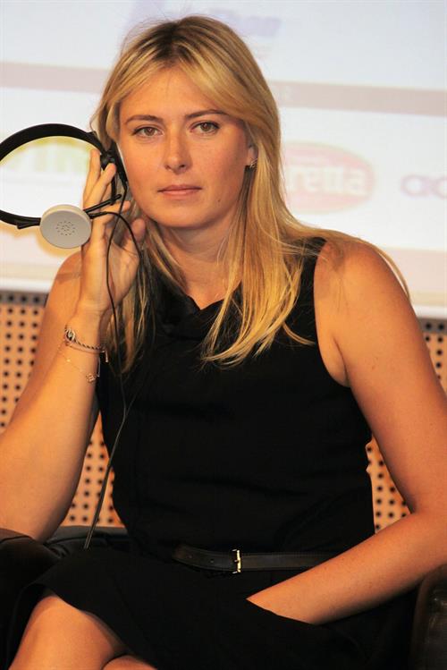 Maria Sharapova attends a press conference to present Saturday's exhibition match Milan November 30, 2012 
