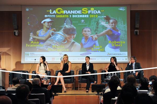 Maria Sharapova attends a press conference to present Saturday's exhibition match Milan November 30, 2012 