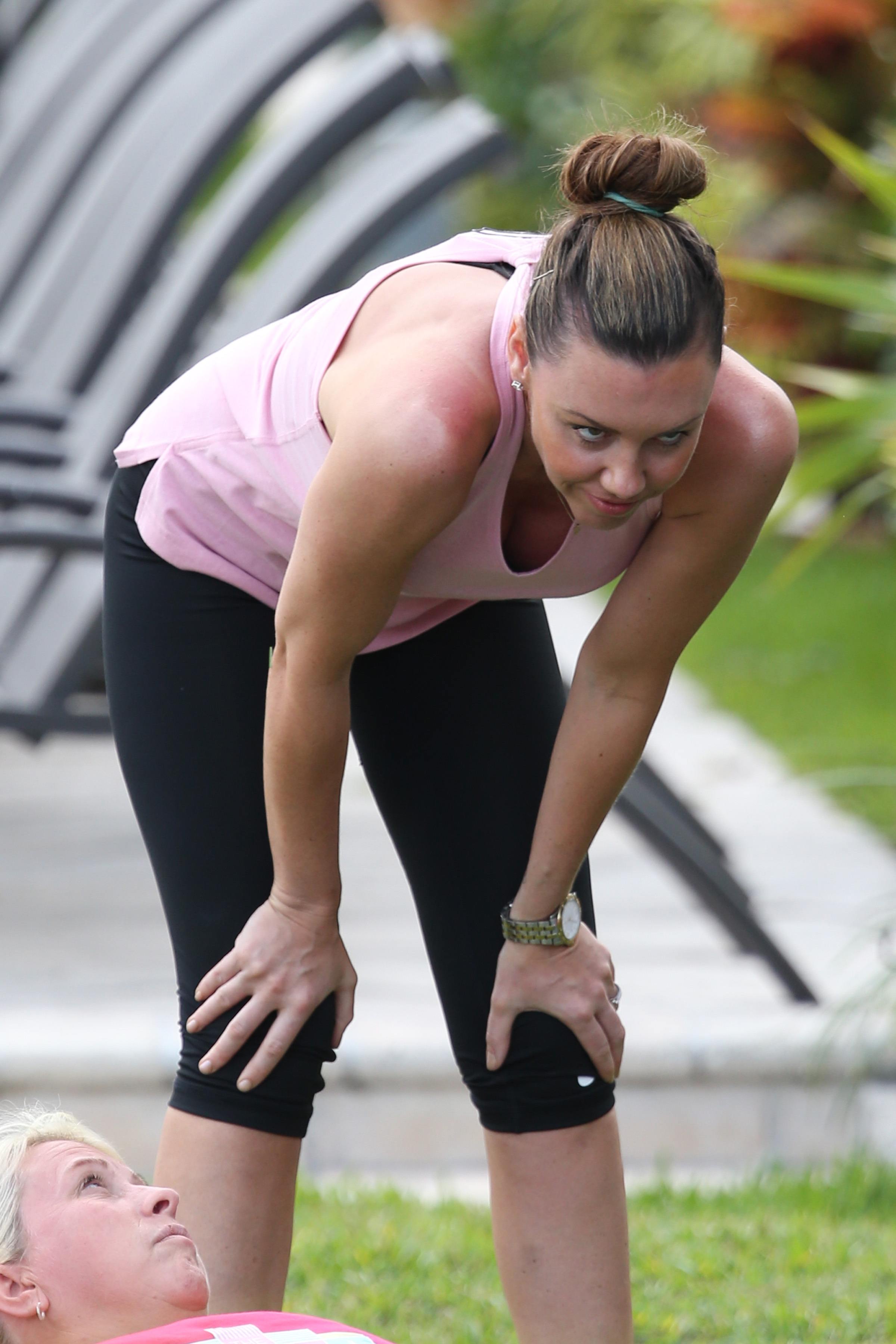 Michelle Heaton Filming a fitness show on Miami Beach, Florida (May 21, 2013) 