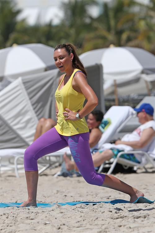 Michelle Heaton Filming a fitness show on Miami Beach, Florida (May 21, 2013) 