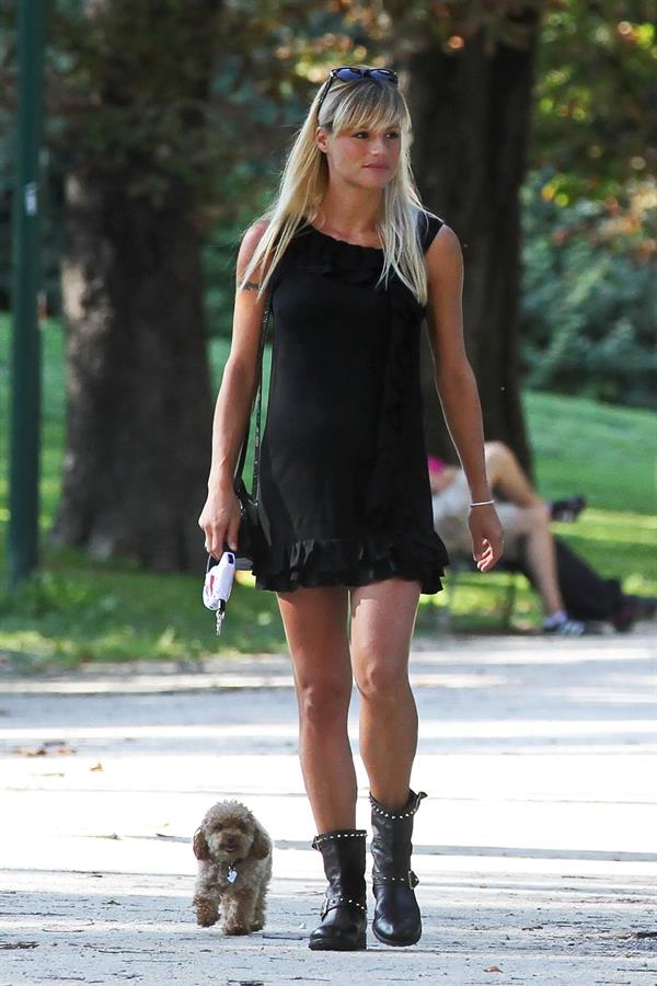 Michelle Hunziker at a Park in Milan August 29, 2013