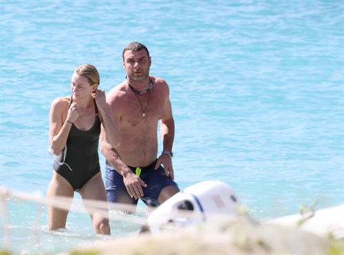 Naomi Watts wearing a swimsuit on the beach in St Barts 12/31/12 