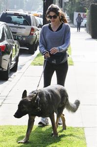Nikki Reed jogging with her dog Enzo in Los Angeles on February 6, 2013
