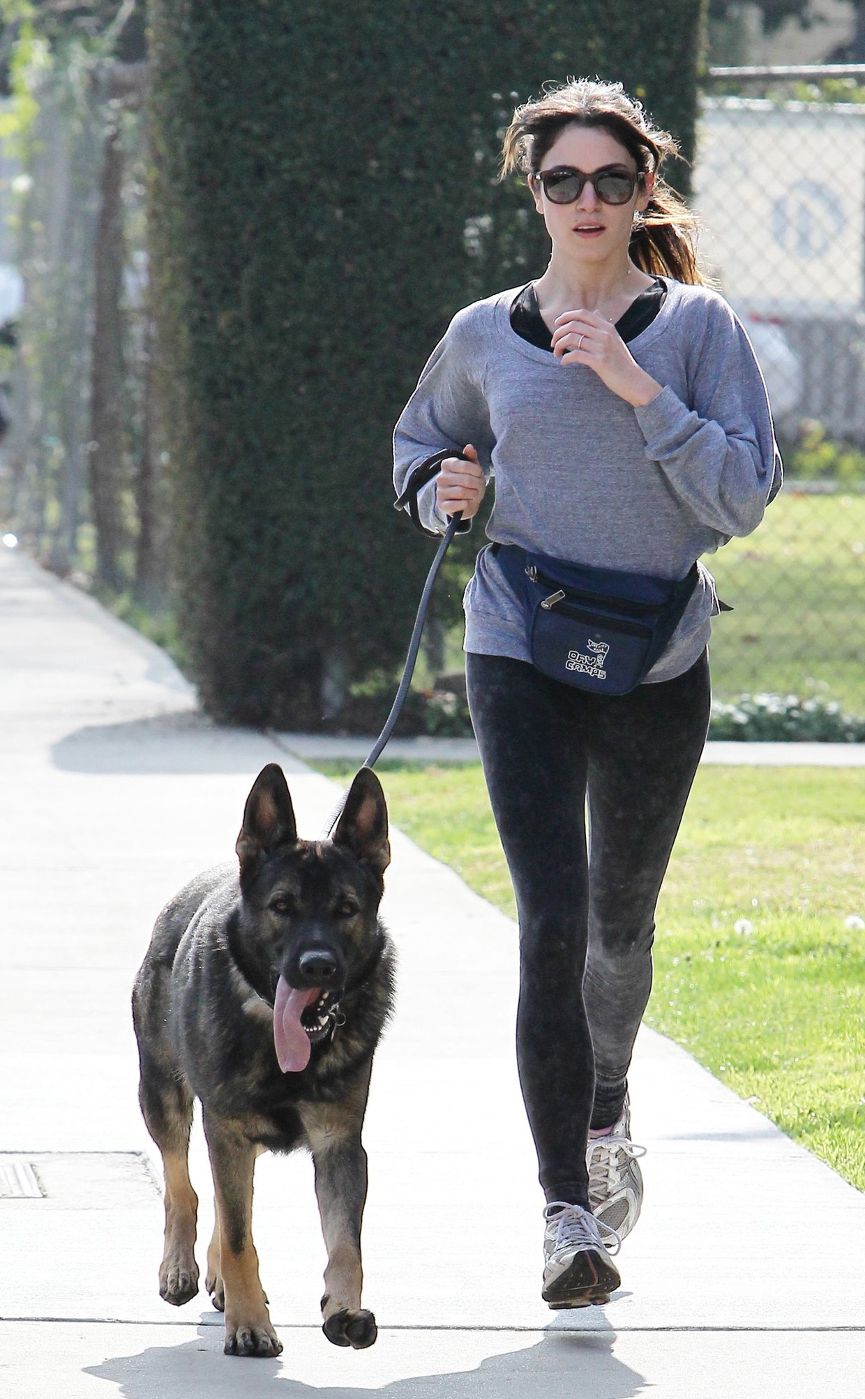 Nikki Reed jogging with her dog Enzo in Los Angeles on February 6, 2013