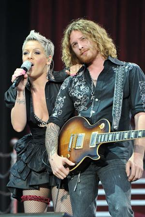 Alecia Moore (Pink) performing at the O2 Wireless festival in London on July 2, 2011