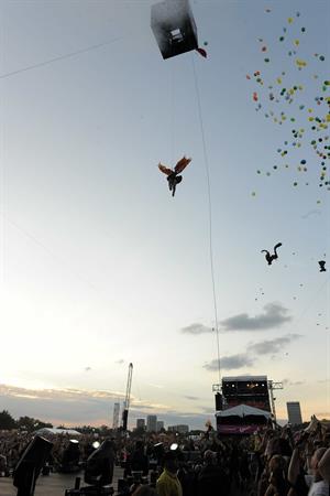 Alecia Moore (Pink) performing at the O2 Wireless festival in London on July 2, 2011