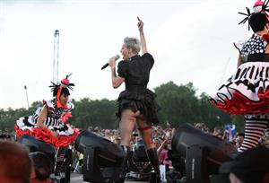 Alecia Moore (Pink) performing at the O2 Wireless festival in London on July 2, 2011