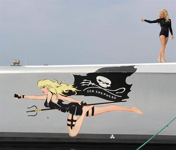 Pamela Anderson Launches Sea Shepherds Operation Zero Tolerance Whale Defense Campaign on November 2, 2012 